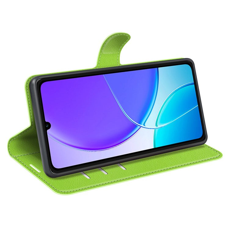 For vivo Y04 4G Case Litchi Texture Shockproof Leather Wallet Phone Cover - Green