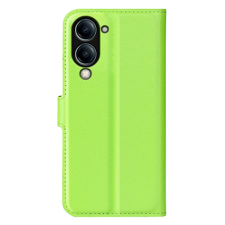 For vivo Y04 4G Case Litchi Texture Shockproof Leather Wallet Phone Cover - Green