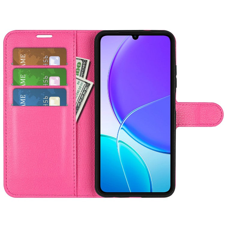 For vivo Y04 4G Case Litchi Texture Shockproof Leather Wallet Phone Cover - Rose