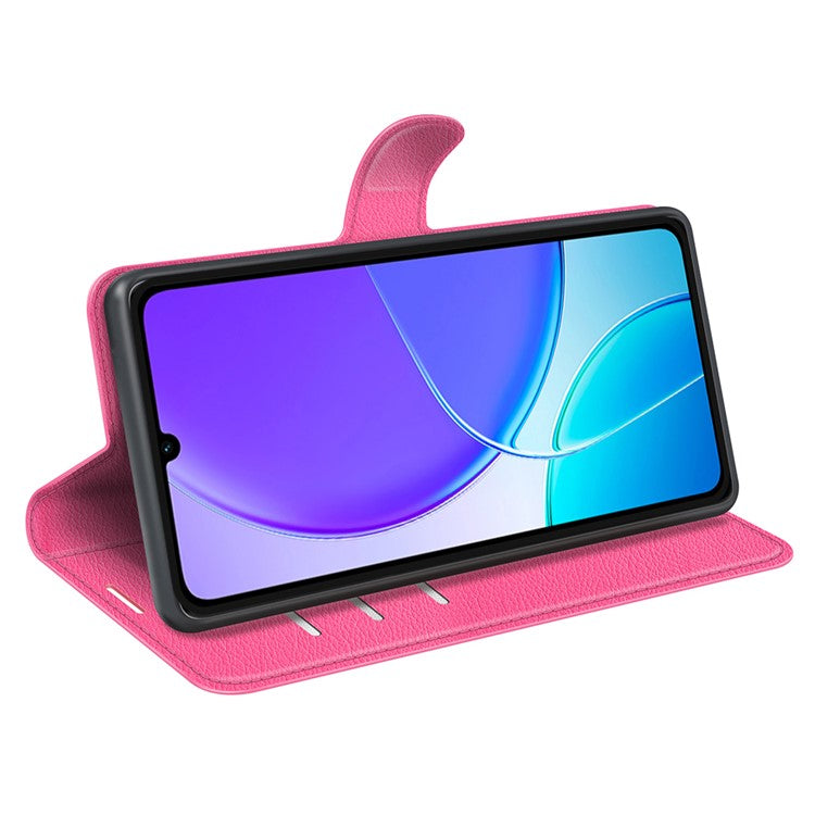 For vivo Y04 4G Case Litchi Texture Shockproof Leather Wallet Phone Cover - Rose