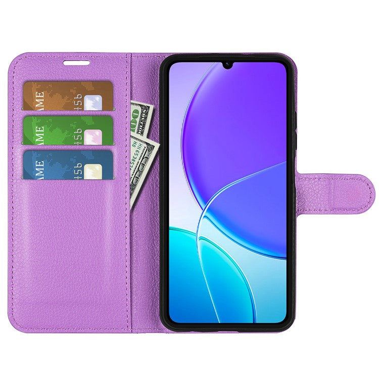 For vivo Y04 4G Case Litchi Texture Shockproof Leather Wallet Phone Cover - Purple