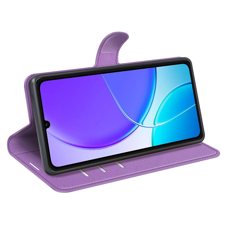 For vivo Y04 4G Case Litchi Texture Shockproof Leather Wallet Phone Cover - Purple