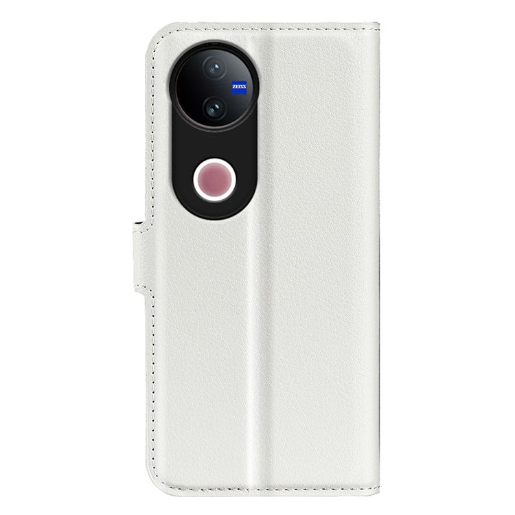 For vivo V50 5G Case Litchi Texture Shockproof Leather Wallet Phone Cover - White