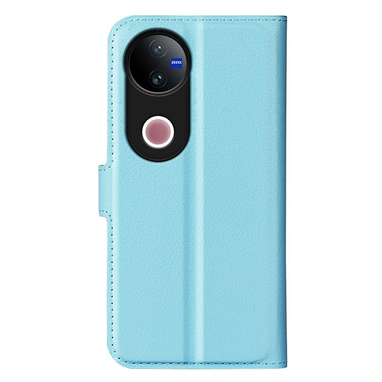 For vivo V50 5G Case Litchi Texture Shockproof Leather Wallet Phone Cover - Blue