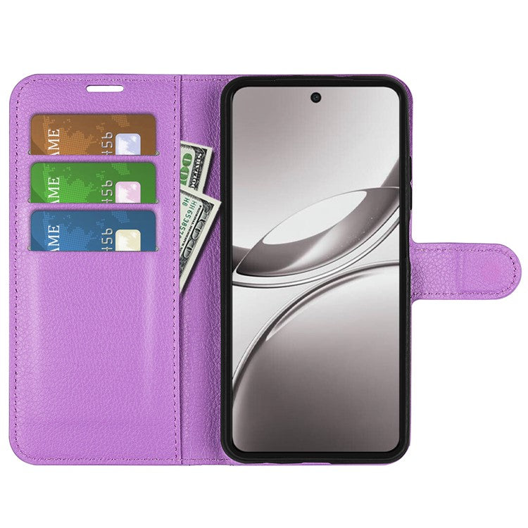 For vivo V50 5G Case Litchi Texture Shockproof Leather Wallet Phone Cover - Purple