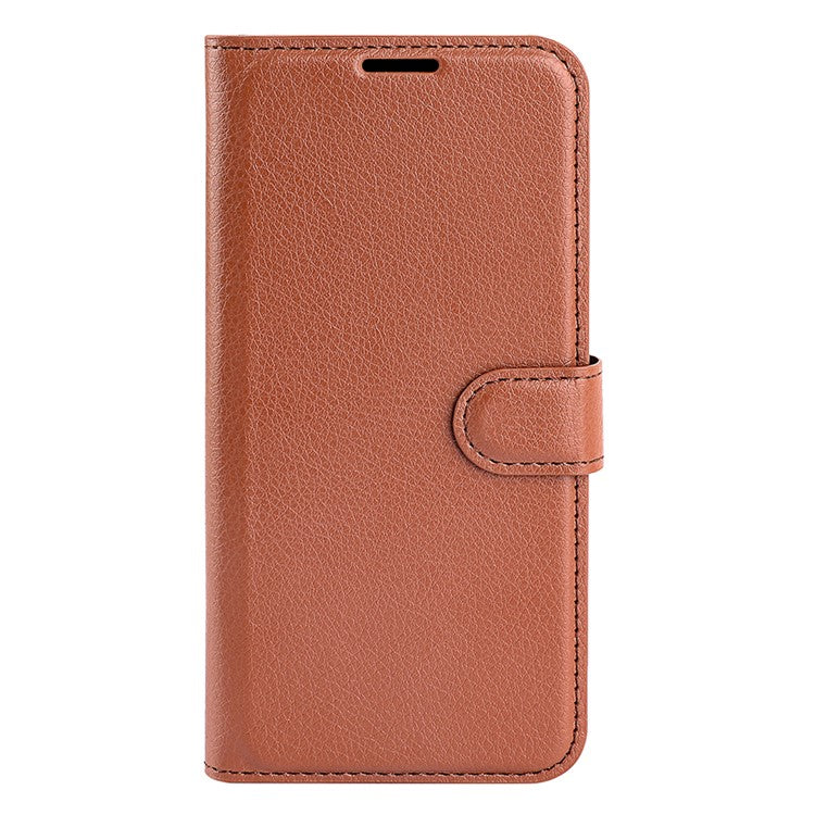 For vivo V50 5G Case Litchi Texture Shockproof Leather Wallet Phone Cover - Brown