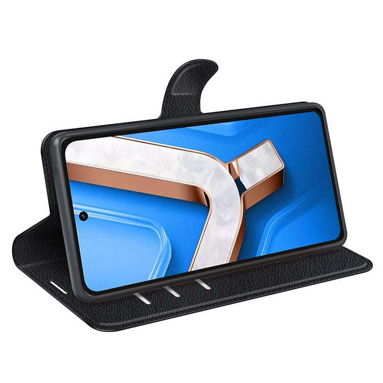 For vivo Y29 4G Case Litchi Texture Shockproof Leather Wallet Phone Cover - Black