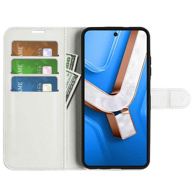 For vivo Y29 4G Case Litchi Texture Shockproof Leather Wallet Phone Cover - White