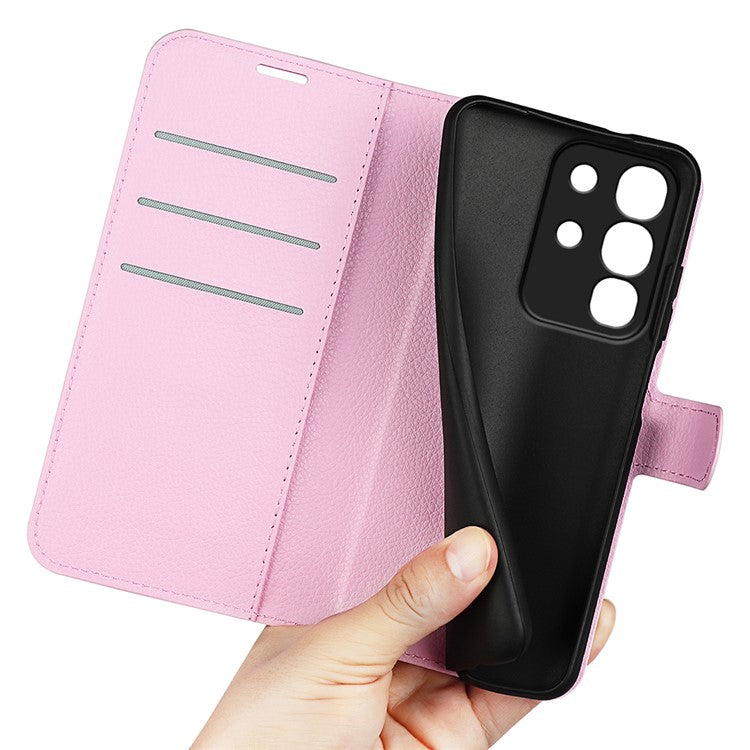 For vivo Y29 4G Case Litchi Texture Shockproof Leather Wallet Phone Cover - Pink