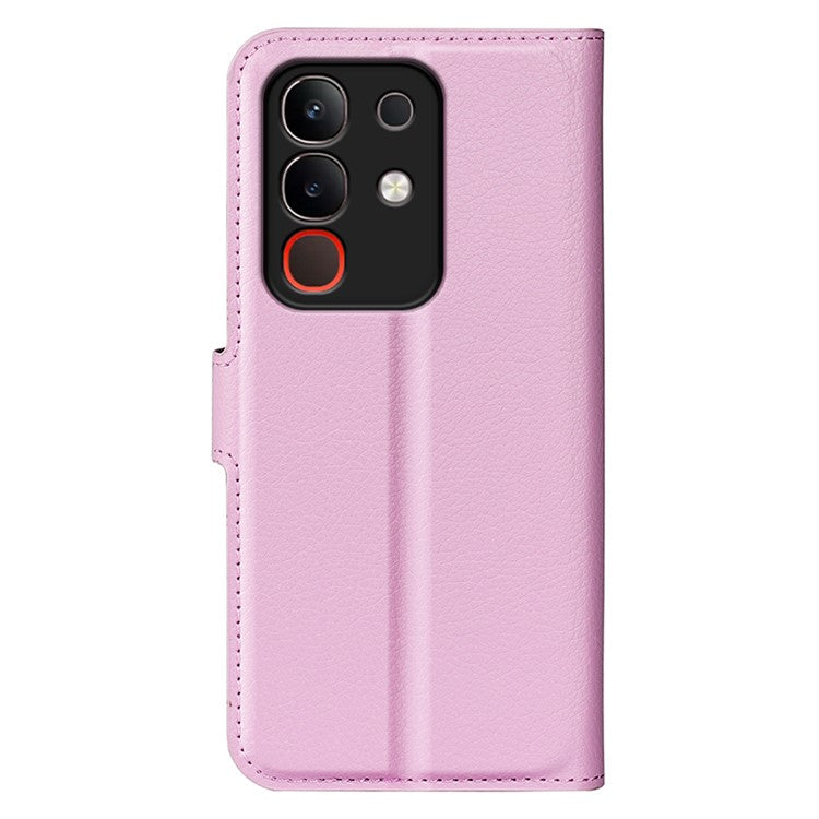 For vivo Y29 4G Case Litchi Texture Shockproof Leather Wallet Phone Cover - Pink