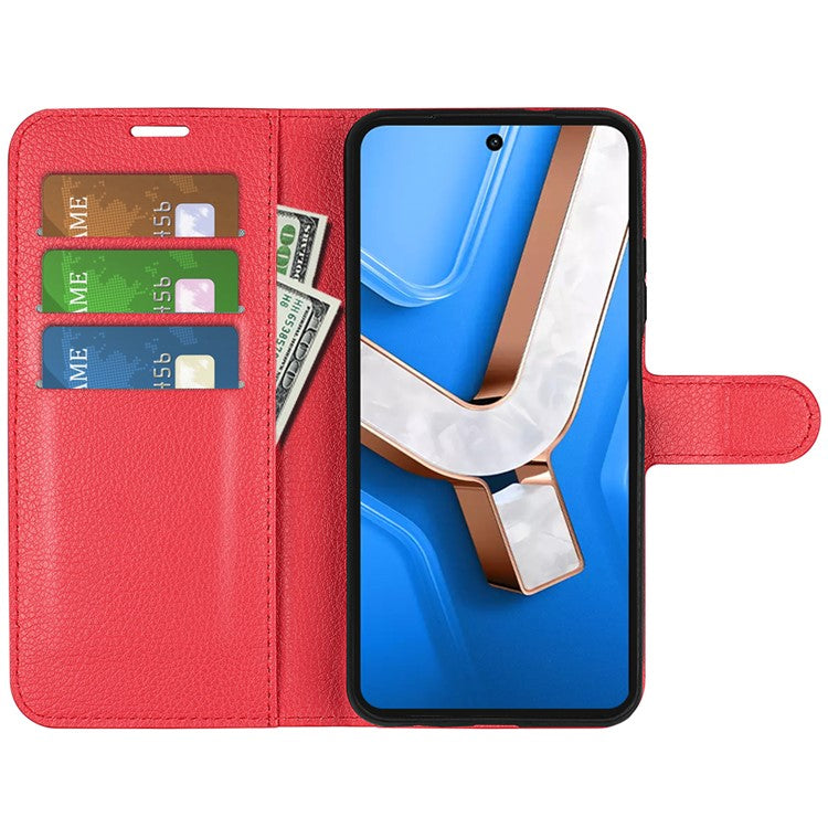 For vivo Y29 4G Case Litchi Texture Shockproof Leather Wallet Phone Cover - Red