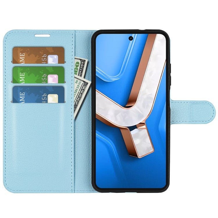 For vivo Y29 4G Case Litchi Texture Shockproof Leather Wallet Phone Cover - Blue