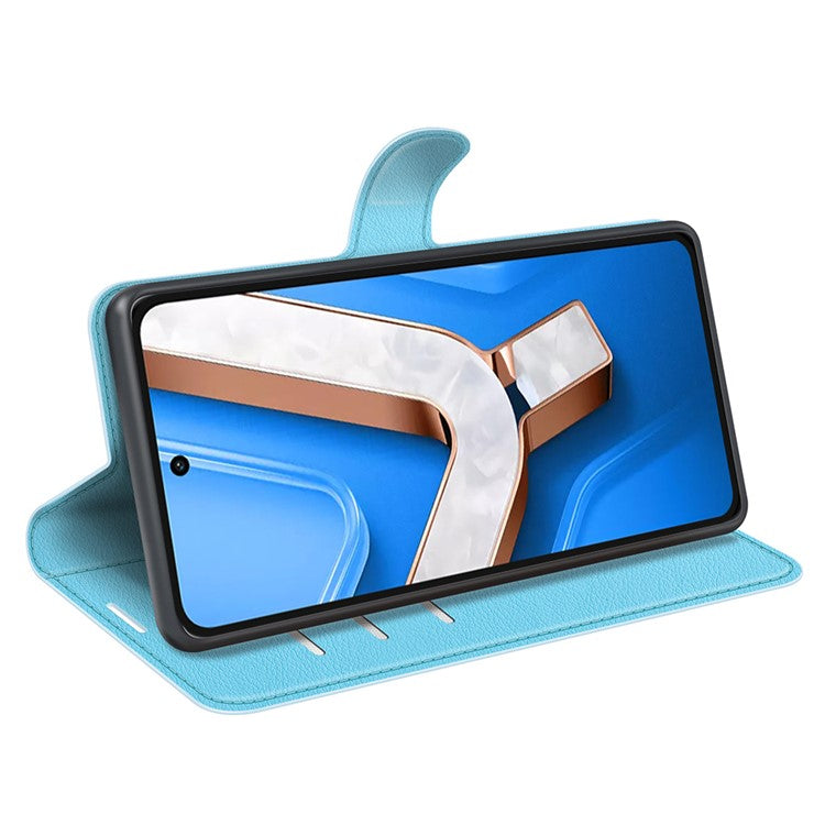 For vivo Y29 4G Case Litchi Texture Shockproof Leather Wallet Phone Cover - Blue