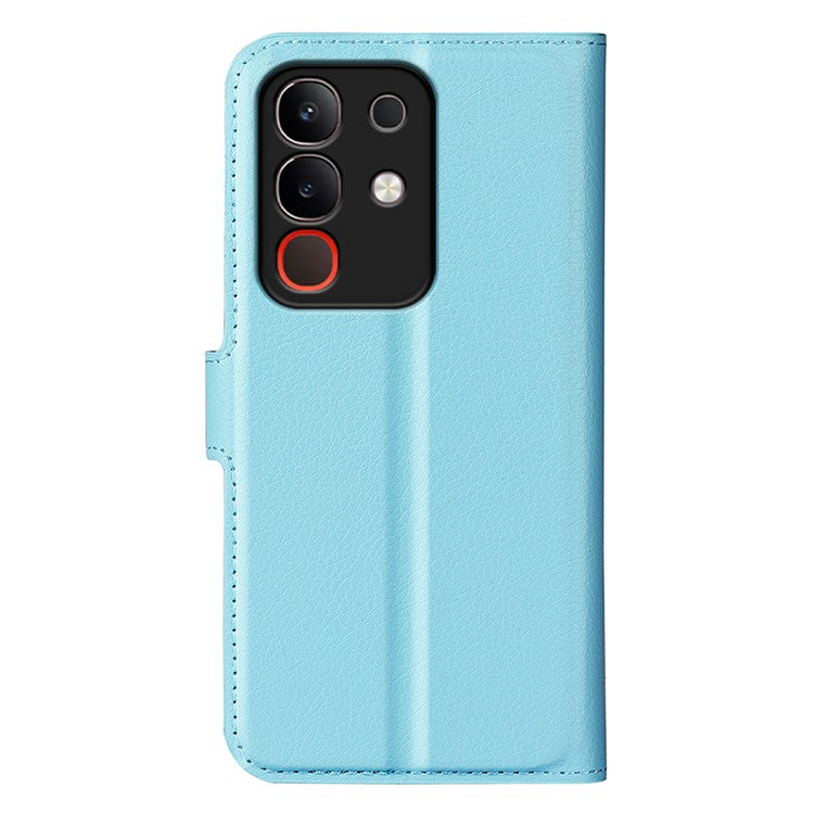 For vivo Y29 4G Case Litchi Texture Shockproof Leather Wallet Phone Cover - Blue