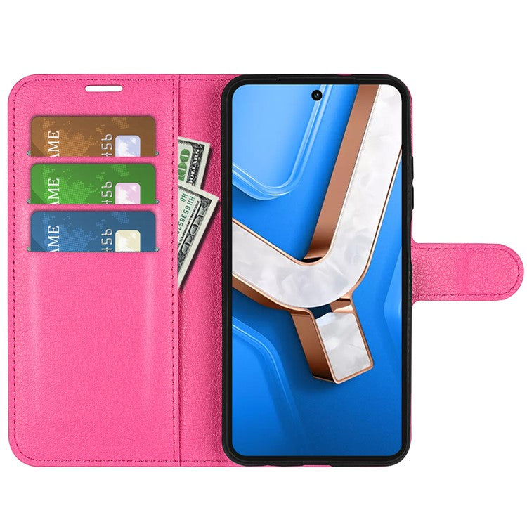 For vivo Y29 4G Case Litchi Texture Shockproof Leather Wallet Phone Cover - Rose