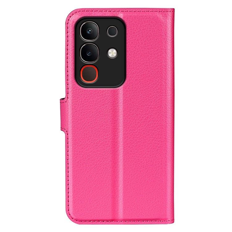 For vivo Y29 4G Case Litchi Texture Shockproof Leather Wallet Phone Cover - Rose