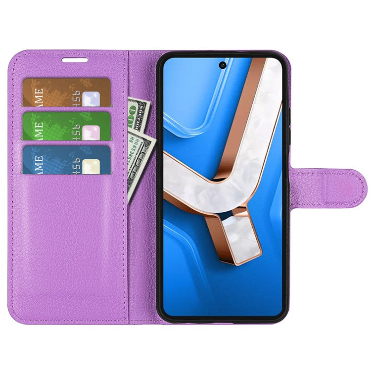 For vivo Y29 4G Case Litchi Texture Shockproof Leather Wallet Phone Cover - Purple