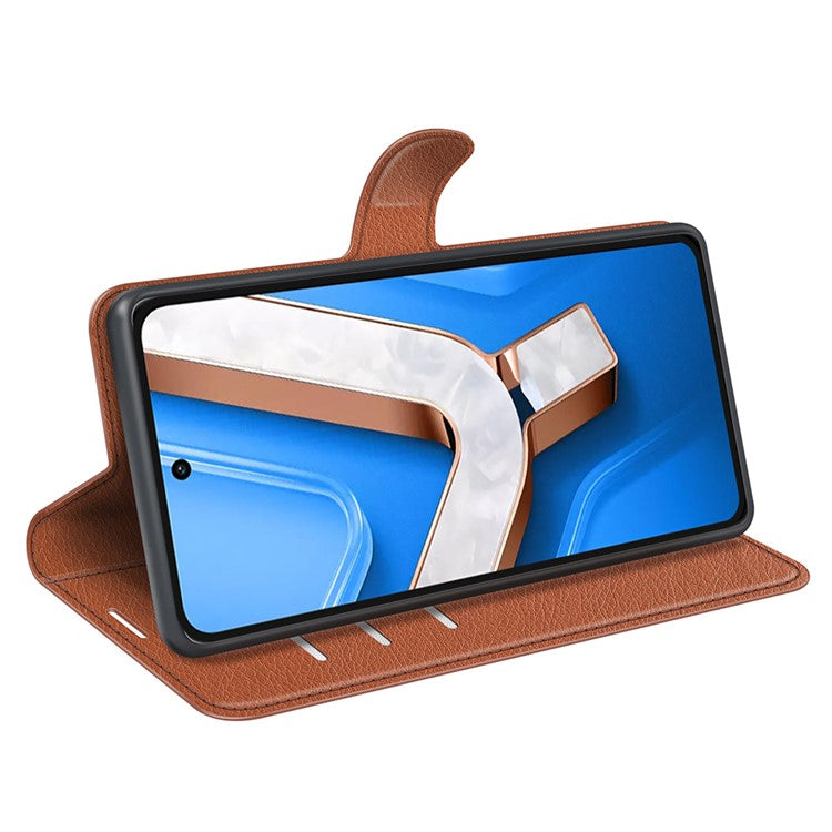 For vivo Y29 4G Case Litchi Texture Shockproof Leather Wallet Phone Cover - Brown