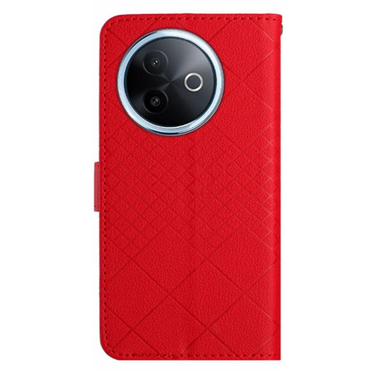 For vivo Y39 5G Phone Case Wallet Imprint PU Leather Flip Folio Cover - Red