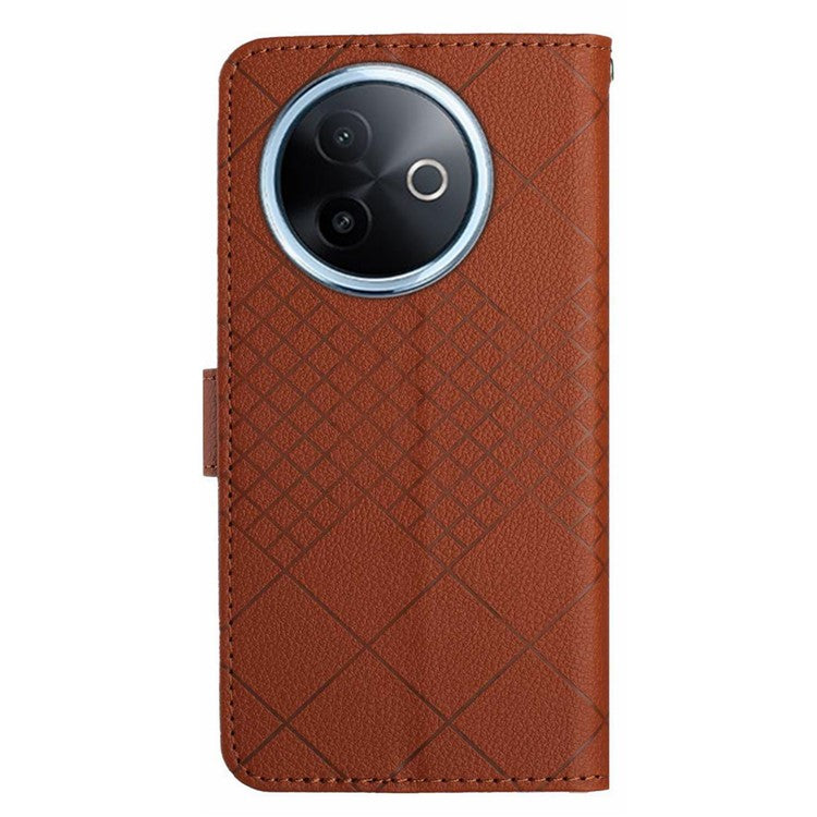 For vivo Y39 5G Phone Case Wallet Imprint PU Leather Flip Folio Cover - Brown