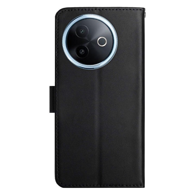 For vivo Y39 5G Case Genuine Cow Leather Phone Cover Nappa Texture - Black