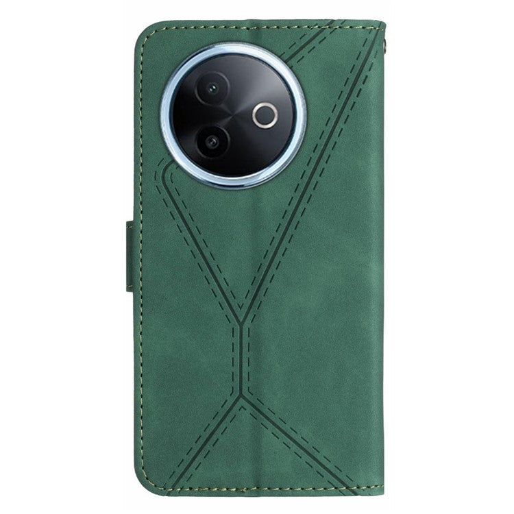 For vivo Y39 5G Case Skin Touch Lines Imprinted PU Leather Flip Phone Cover - Green