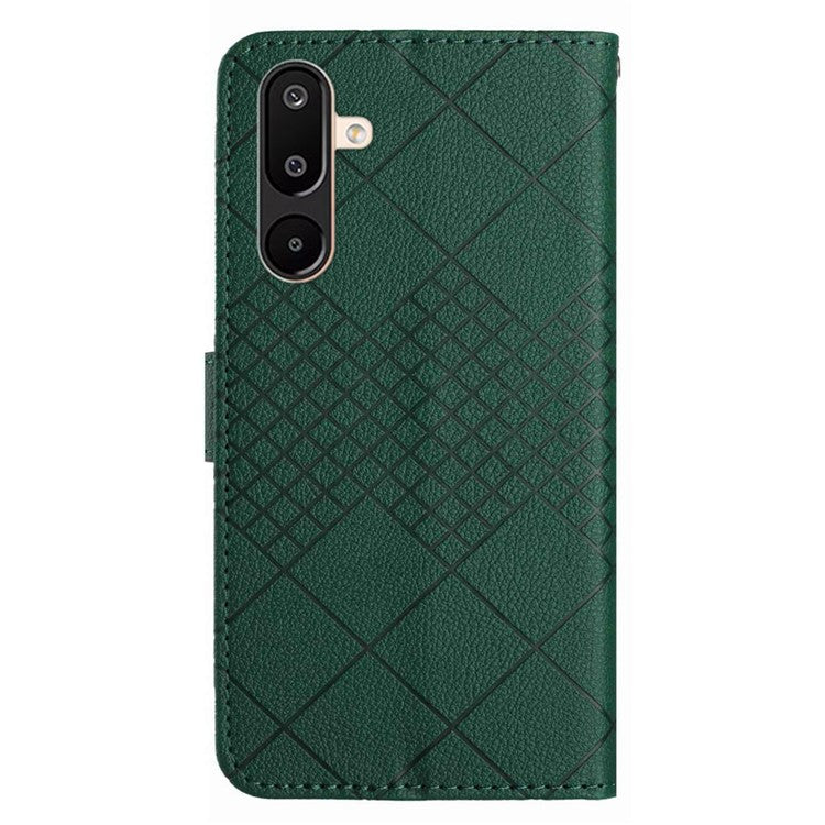 For Samsung Galaxy F16 5G / M16 5G Phone Case Wallet Imprint PU Leather Flip Folio Cover - Green