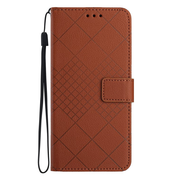 For Samsung Galaxy F16 5G / M16 5G Phone Case Wallet Imprint PU Leather Flip Folio Cover - Brown