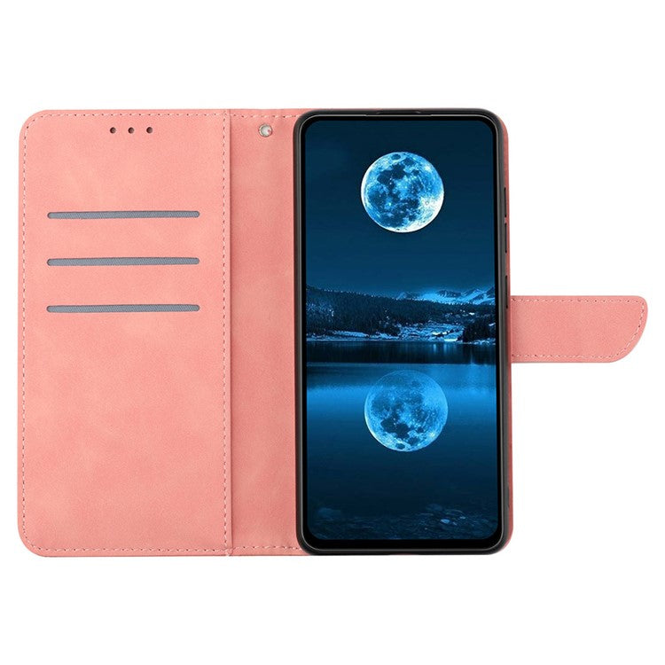 For Samsung Galaxy M16 5G / F16 5G Case Skin Touch Lines Imprinted PU Leather Flip Phone Cover - Pink
