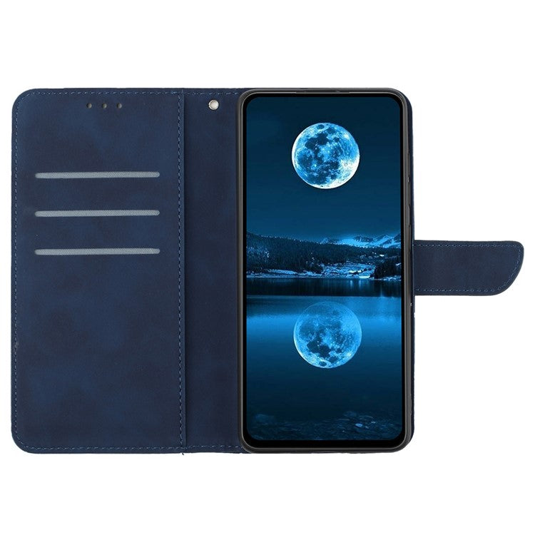 For Samsung Galaxy M16 5G / F16 5G Case Skin Touch Lines Imprinted PU Leather Flip Phone Cover - Blue