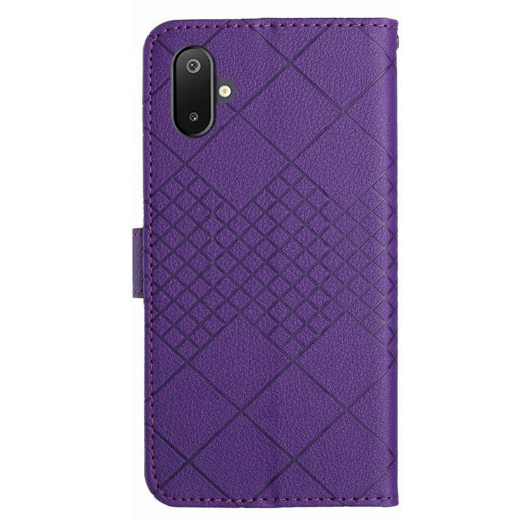 For Samsung Galaxy F06 5G / M06 5G Phone Case Wallet Imprint PU Leather Flip Folio Cover - Dark Purple