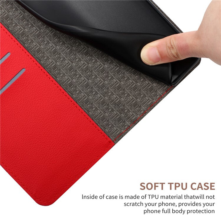 For Samsung Galaxy F06 5G / M06 5G Phone Case Wallet Imprint PU Leather Flip Folio Cover - Red