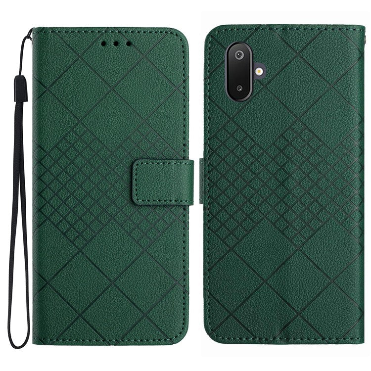 For Samsung Galaxy F06 5G / M06 5G Phone Case Wallet Imprint PU Leather Flip Folio Cover - Green