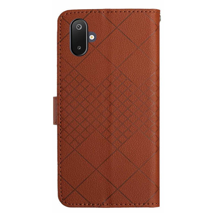 For Samsung Galaxy F06 5G / M06 5G Phone Case Wallet Imprint PU Leather Flip Folio Cover - Brown