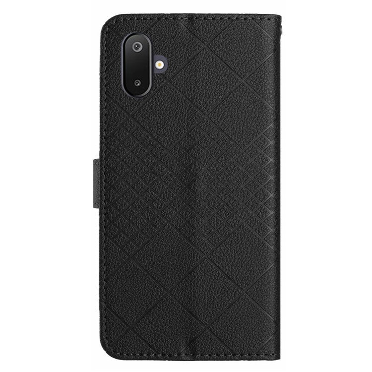 For Samsung Galaxy F06 5G / M06 5G Phone Case Wallet Imprint PU Leather Flip Folio Cover - Black