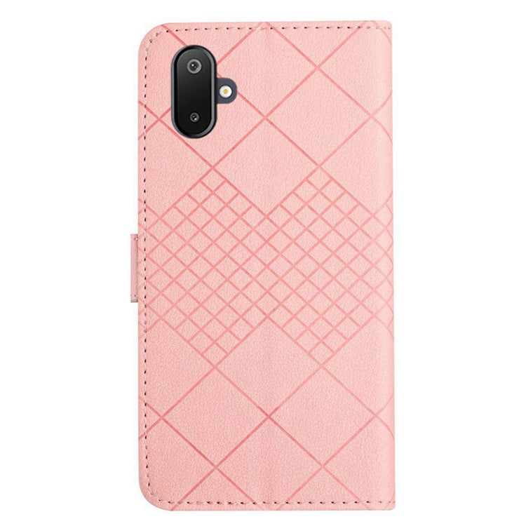 For Samsung Galaxy F06 5G / M06 5G Phone Case Wallet Imprint PU Leather Flip Folio Cover - Pink