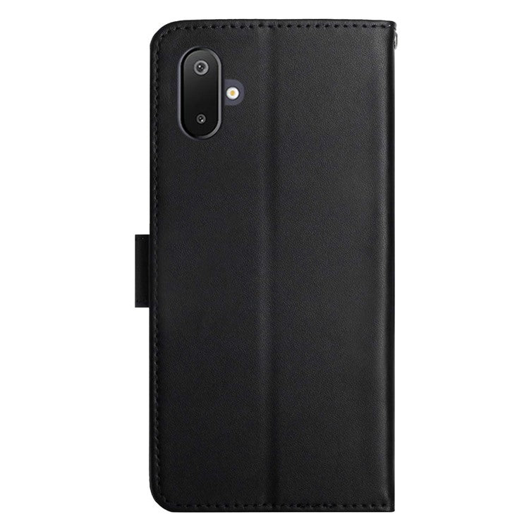 For Samsung Galaxy M06 5G / F06 5G Case Genuine Cow Leather Phone Cover Nappa Texture - Black