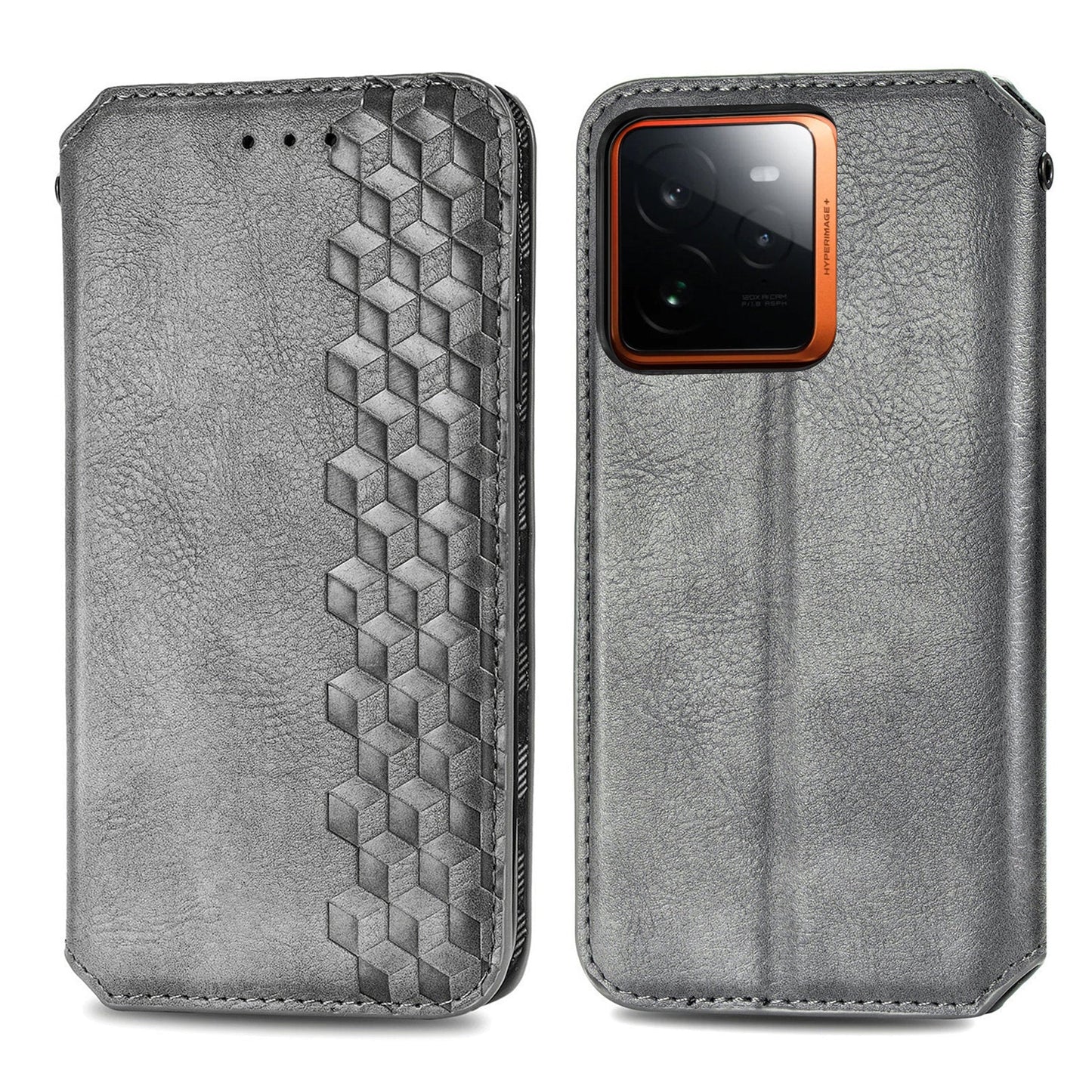 For Realme GT 7 Pro 5G Case Rhombus Imprint PU Leather Wallet Phone Cover - Grey