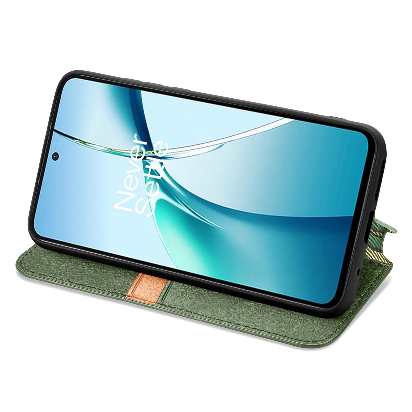 For Realme C75 Case Rhombus Imprint PU Leather Wallet Phone Cover - Green
