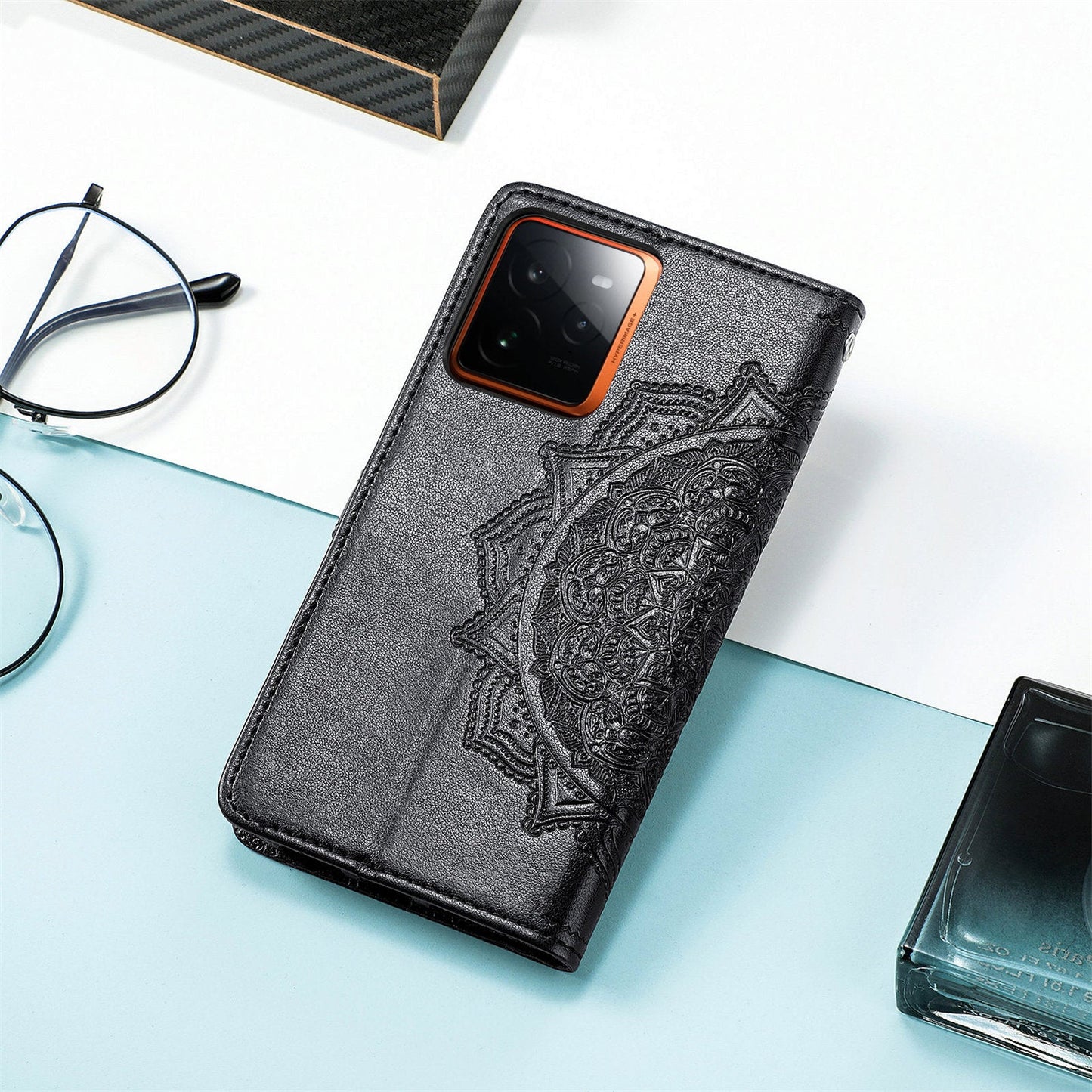 For Realme GT 7 Pro 5G Wallet Case Mandala Flower Leather Phone Cover Stand - Black