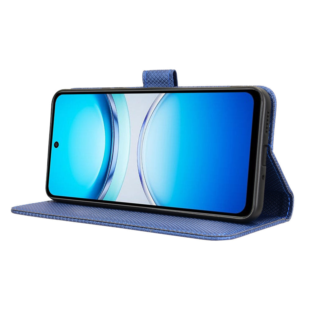 For vivo Y39 5G Leather Wallet Case with Strap Diamond Texture Phone Cover - Blue