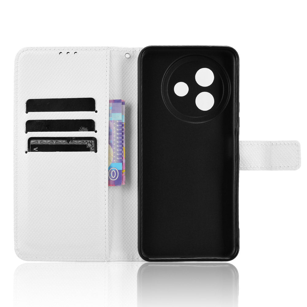 For vivo Y39 5G Leather Wallet Case with Strap Diamond Texture Phone Cover - White