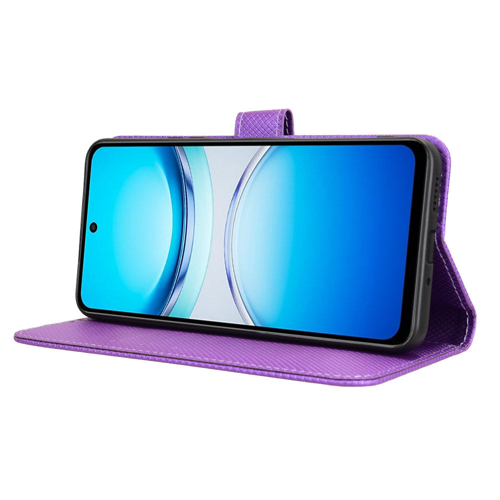 For vivo Y39 5G Leather Wallet Case with Strap Diamond Texture Phone Cover - Purple