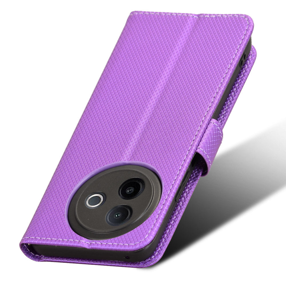 For vivo Y39 5G Leather Wallet Case with Strap Diamond Texture Phone Cover - Purple