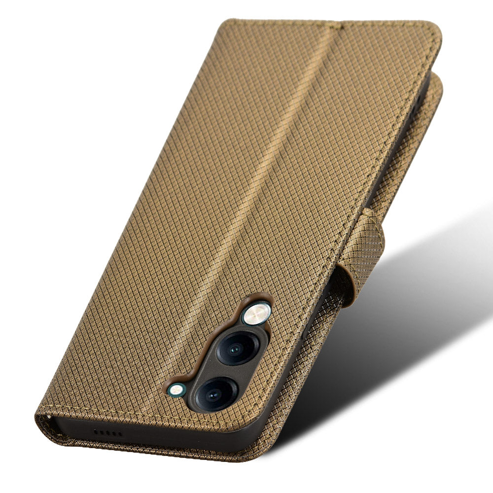 For vivo Y29s 5G / vivo Y04 4G Leather Wallet Case with Strap Diamond Texture Phone Cover - Brown