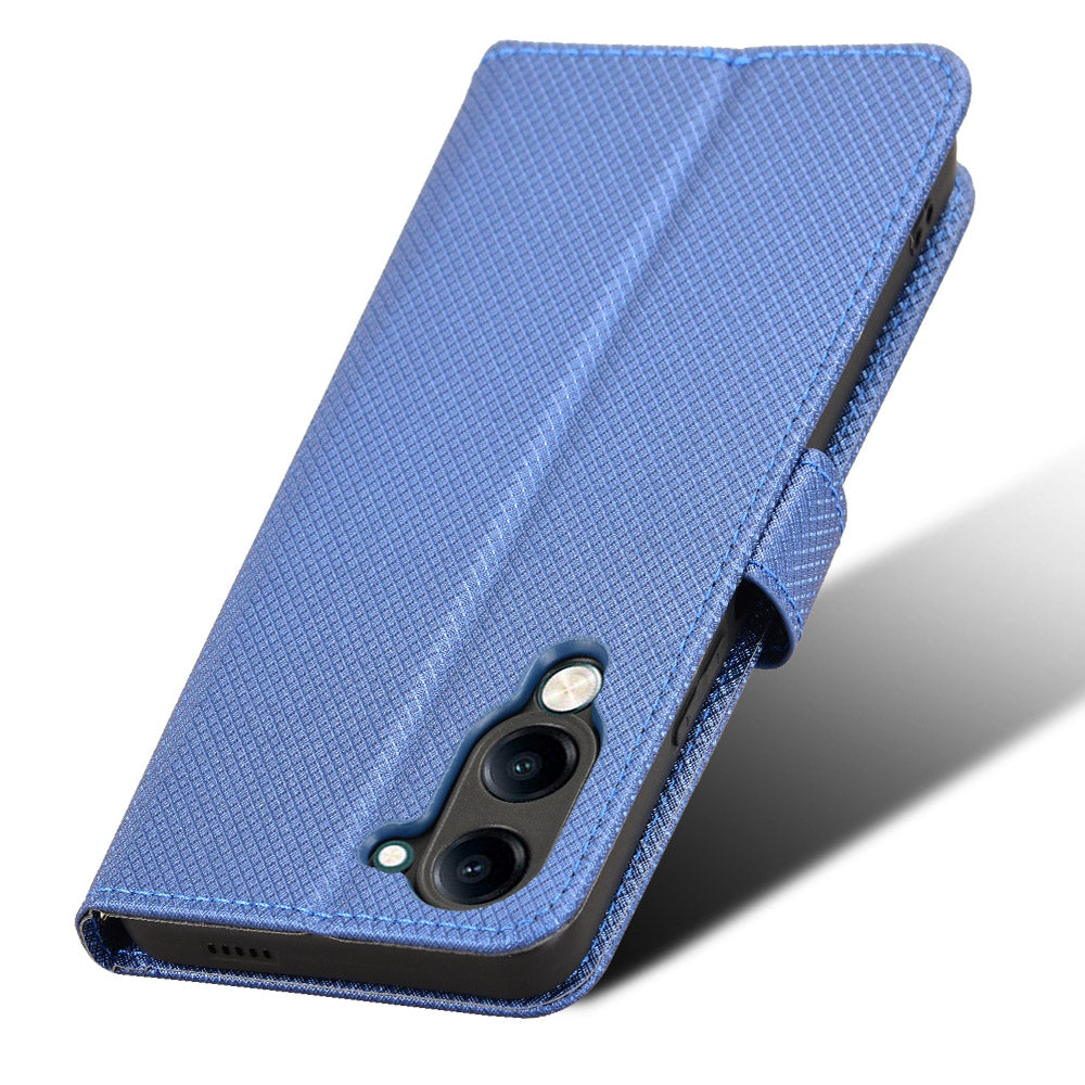 For vivo Y29s 5G / vivo Y04 4G Leather Wallet Case with Strap Diamond Texture Phone Cover - Blue