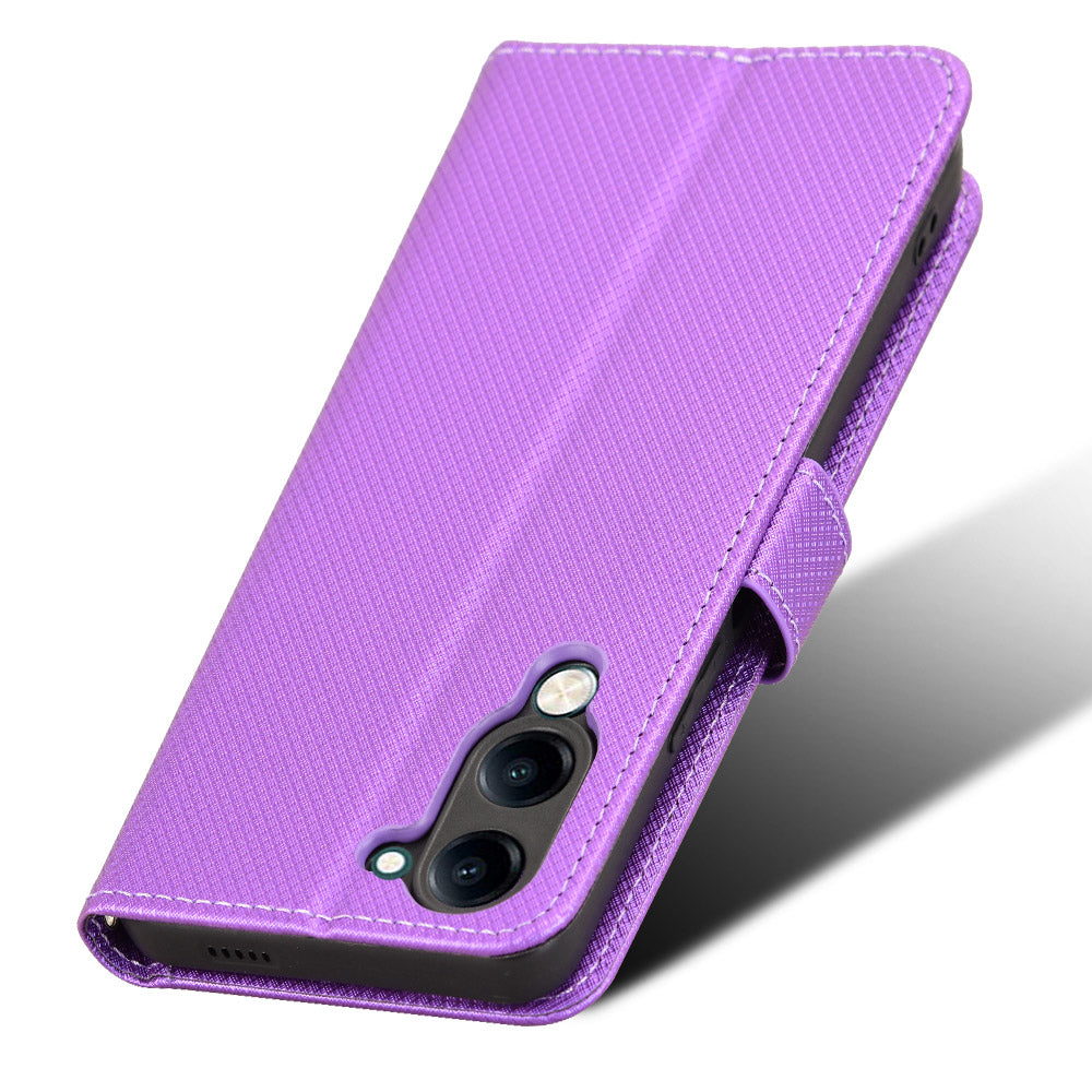 For vivo Y29s 5G / vivo Y04 4G Leather Wallet Case with Strap Diamond Texture Phone Cover - Purple