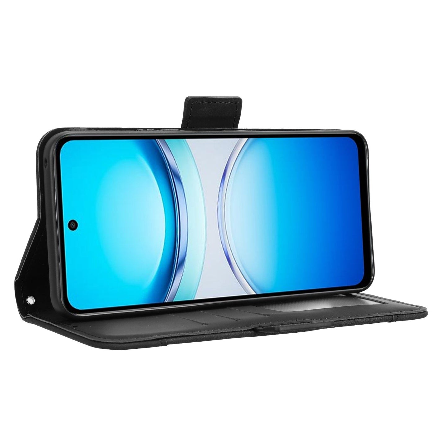 For vivo Y39 5G Leather Case Phone Wallet Cover with Multiple Card Slots - Black