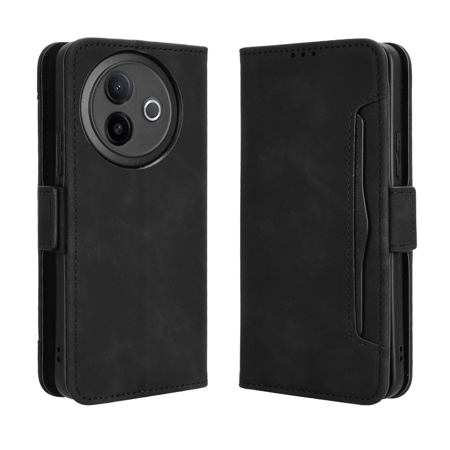 For vivo Y39 5G Leather Case Phone Wallet Cover with Multiple Card Slots - Black
