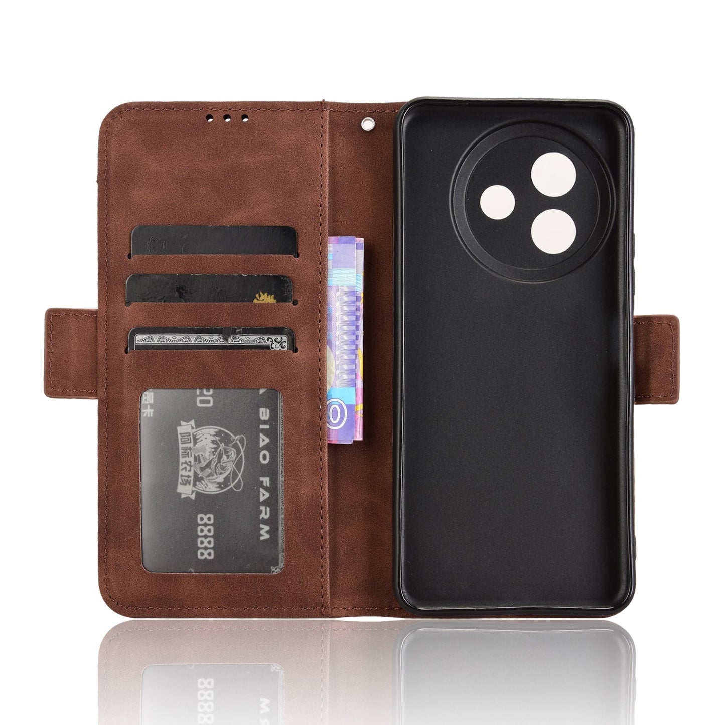 For vivo Y39 5G Leather Case Phone Wallet Cover with Multiple Card Slots - Brown